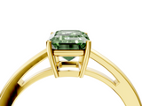 Yellow gold Fancy Green Emerald  Solitaire Diamond Ring with Split Shank and Four-Prong Setting_24
