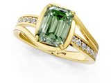 Yellow gold Fancy Green Emerald  Solitaire Diamond Ring with Split Shank and Prong Setting_41