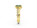 Yellow gold Fancy Green Emerald  Solitaire Diamond Ring with Split Shank and Prong Setting_42