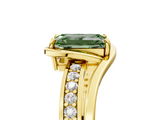 Yellow gold Fancy Green Emerald  Solitaire Diamond Ring with Split Shank and Prong Setting_45