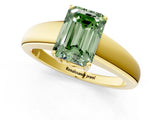 Yellow gold Fancy Green Emerald  Solitaire Diamond Ring with Tapered Band and Four-Prong Setting_50