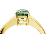 Yellow gold Fancy Green Emerald  Solitaire Diamond Ring with Tapered Band and Four-Prong Setting_53