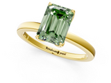 Yellow gold Fancy Green Emerald  Solitaire Diamond Ring with Thin Band and Four-Prong Setting_4