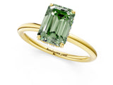 Yellow gold Fancy Green Emerald  Solitaire Diamond Ring with a Classic Band and Four-Prong Setting 1