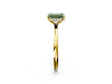 Yellow gold Fancy Green Emerald  Solitaire Diamond Ring with a Classic Band and Four-Prong Setting 2