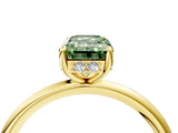 Yellow gold Fancy Green Emerald  Solitaire Diamond Ring with a Classic Band and Four-Prong Setting 4