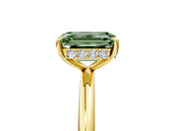 Yellow gold Fancy Green Emerald  Solitaire Diamond Ring with a Classic Band and Four-Prong Setting 5
