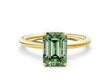 Yellow gold Fancy Green Emerald  Solitaire Diamond Ring with a Classic Band and Four-Prong Setting