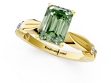 Yellow gold Fancy Green Emerald  Solitaire Diamond Twisted Band with Four-Prong Setting_49