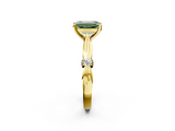 Yellow gold Fancy Green Emerald  Solitaire Diamond Twisted Band with Four-Prong Setting_50