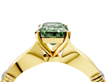Yellow gold Fancy Green Emerald  Solitaire Diamond Twisted Band with Four-Prong Setting_52