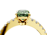 Yellow gold Fancy Green Emerald  Solitaire Diamond with Pavé Band and Four-Prong Setting_36
