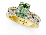 Yellow gold Fancy Green Emerald  Solitaire Diamond with Pave and Channel Set Band_57