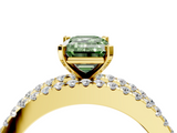 Yellow gold Fancy Green Emerald  Solitaire Diamond with Pave and Channel Set Band_60