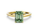 Yellow gold Fancy Green Emerald  Solitaire Engagement Ring with Four-Prong Setting and Classic Band 1