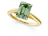 Yellow gold Fancy Green Emerald  Solitaire Engagement Ring with Four-Prong Setting and Classic Band 2