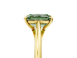 Yellow gold Fancy Green Emerald  Solitaire Engagement Ring with Four-Prong Setting and Classic Band