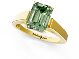 Yellow gold Fancy Green Emerald  Solitaire Engagement Ring with Four-Prong Setting and Tapered Band_4