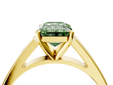 Yellow gold Fancy Green Emerald  Solitaire Engagement Ring with Four-Prong Setting and Tapered Band_7