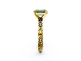 Yellow gold Fancy Green Emerald  Solitaire Engagement Ring with Scrollwork Band and Four-Prong Setting_133