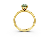 Yellow gold Fancy Green Emerald  Solitaire Engagement Ring with Scrollwork Band and Four-Prong Setting_134