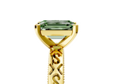 Yellow gold Fancy Green Emerald  Solitaire Engagement Ring with Scrollwork Band and Four-Prong Setting_136