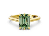 Yellow gold Fancy Green Emerald  Solitaire Engagement Ring with Six-Prong Setting and Classic Band 1