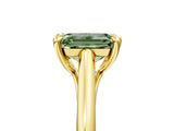 Yellow gold Fancy Green Emerald  Solitaire Engagement Ring with Six-Prong Setting and Classic Band