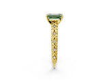 Yellow gold Fancy Green Emerald  Solitaire Floral Milgrain Engagement Ring_33