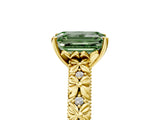 Yellow gold Fancy Green Emerald  Solitaire Floral Milgrain Engagement Ring_36