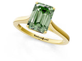 Yellow gold Fancy Green Emerald  Solitaire Heart Prong Engagement Ring with Tapered Band_56