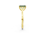 Yellow gold Fancy Green Emerald  Solitaire Heart Prong Engagement Ring with Tapered Band_57