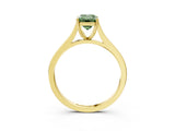 Yellow gold Fancy Green Emerald  Solitaire Heart Prong Engagement Ring with Tapered Band_58