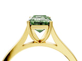 Yellow gold Fancy Green Emerald  Solitaire Heart Prong Engagement Ring with Tapered Band_59