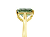 Yellow gold Fancy Green Emerald  Solitaire Heart Prong Engagement Ring with Tapered Band_60