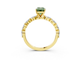 Yellow gold Fancy Green Emerald  Solitaire Marquise Side Stone Prong Setting Ring_45