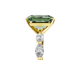 Yellow gold Fancy Green Emerald  Solitaire Marquise Side Stone Prong Setting Ring_47