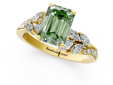 Yellow gold Fancy Green Emerald  Solitaire Marquise Twist Band with Six-Prong Setting_89