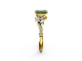 Yellow gold Fancy Green Emerald  Solitaire Marquise Twist Band with Six-Prong Setting_90