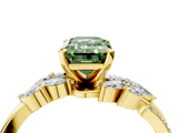 Yellow gold Fancy Green Emerald  Solitaire Marquise Twist Band with Six-Prong Setting_92