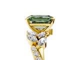 Yellow gold Fancy Green Emerald  Solitaire Marquise Twist Band with Six-Prong Setting_93