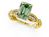 Yellow gold Fancy Green Emerald  Solitaire Milgrain Diamond Engagement Ring with Bezel and Marquise Band_121