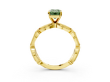 Yellow gold Fancy Green Emerald  Solitaire Milgrain Diamond Engagement Ring with Bezel and Marquise Band_123