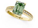 Yellow gold Fancy Green Emerald  Solitaire Pavé Band Prong Setting Ring_21
