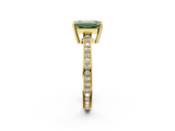 Yellow gold Fancy Green Emerald  Solitaire Pavé Band Prong Setting Ring_22