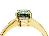 Yellow gold Fancy Green Emerald  Solitaire Pavé Band Prong Setting Ring_24