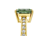 Yellow gold Fancy Green Emerald  Solitaire Pavé Band Prong Setting Ring_25