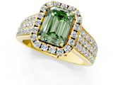 Yellow gold Fancy Green Emerald  Solitaire Pavé Band Prong Setting Ring_38