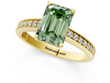 Yellow gold Fancy Green Emerald  Solitaire Pavé Band Prong Setting Ring_50