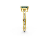 Yellow gold Fancy Green Emerald  Solitaire Pavé Band Prong Setting Ring_51